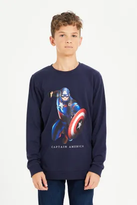 Senior Boys Navy Captain America Sweatshirt