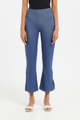 Senior Girls Blue Flared Jeggings