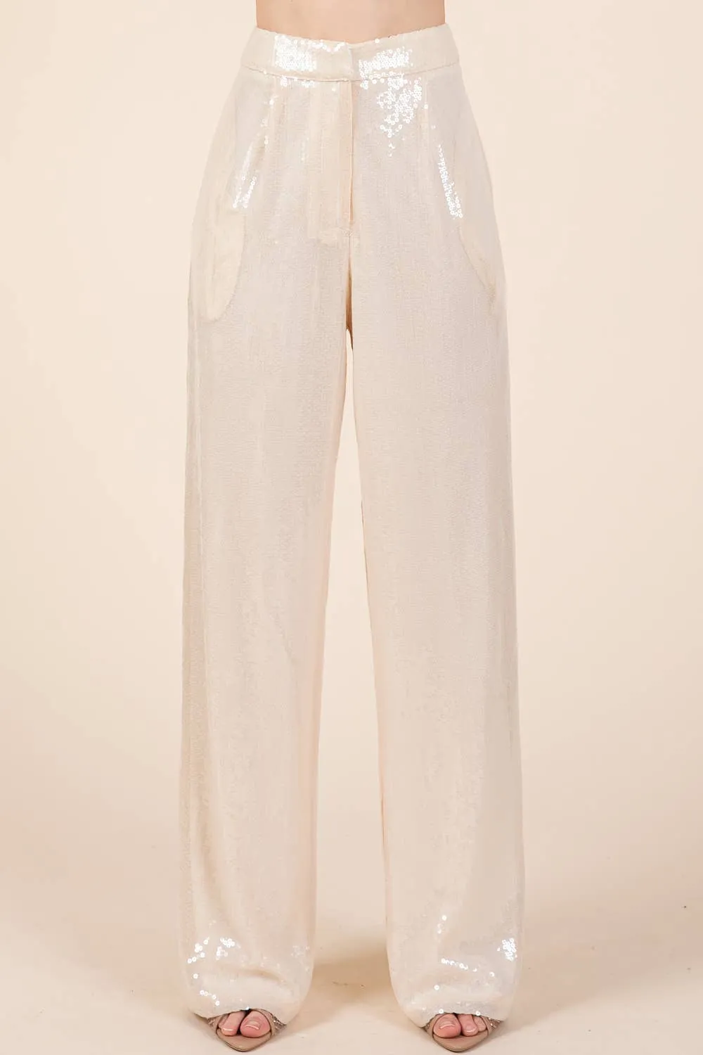 Sequined Wide-Leg Pants