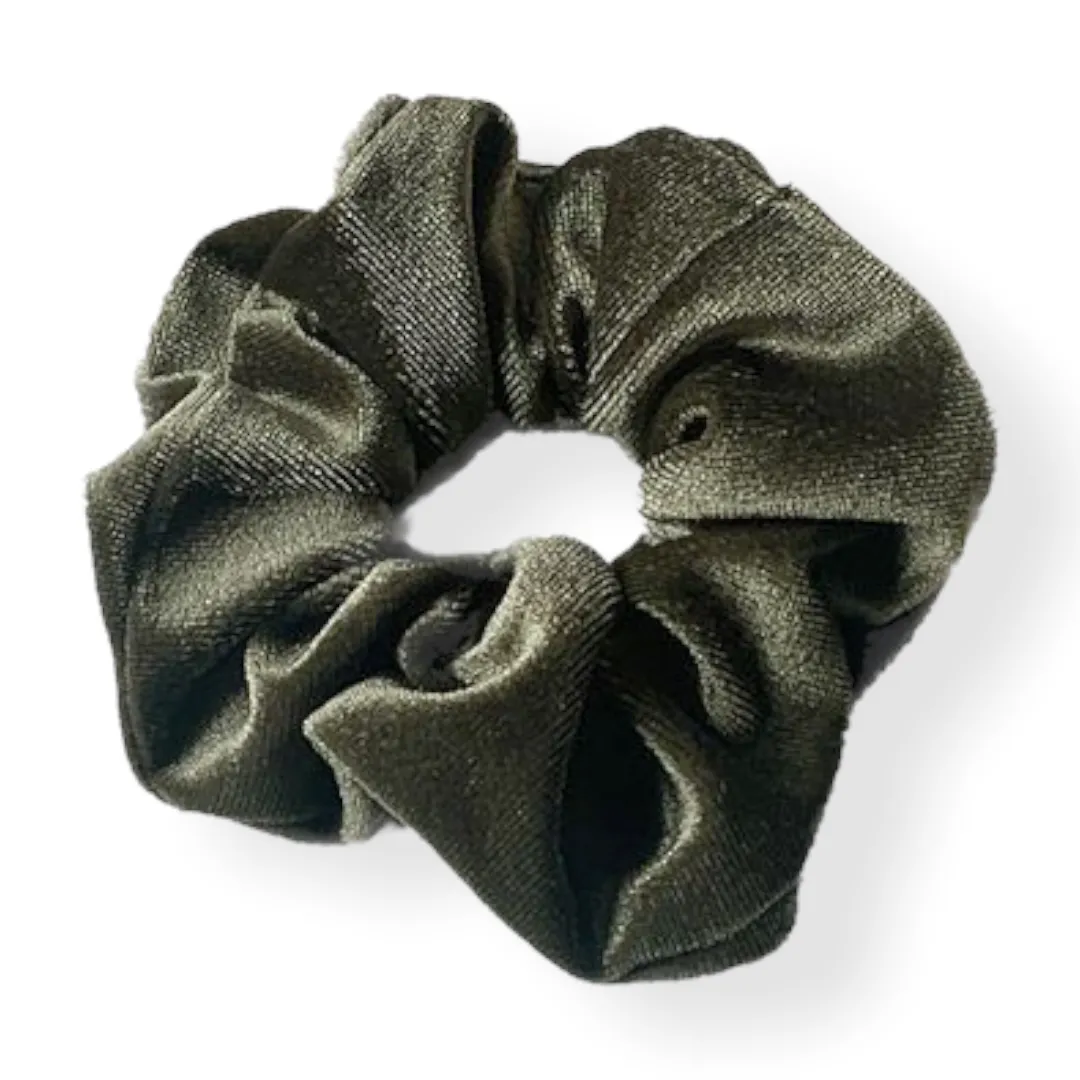 Set 2 scrunchies haarelastieken velvet zwart/groen