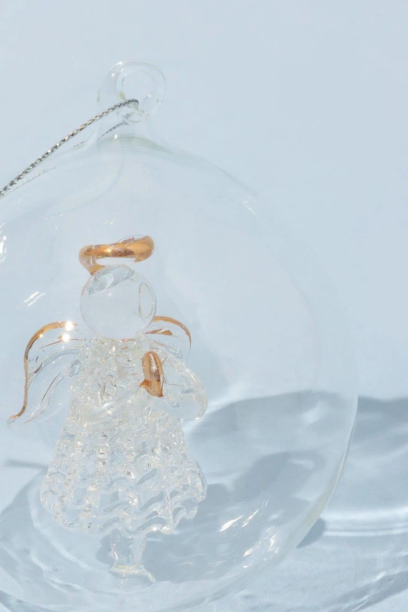 Set of 2 Glass Angel Christmas Tree Baubles