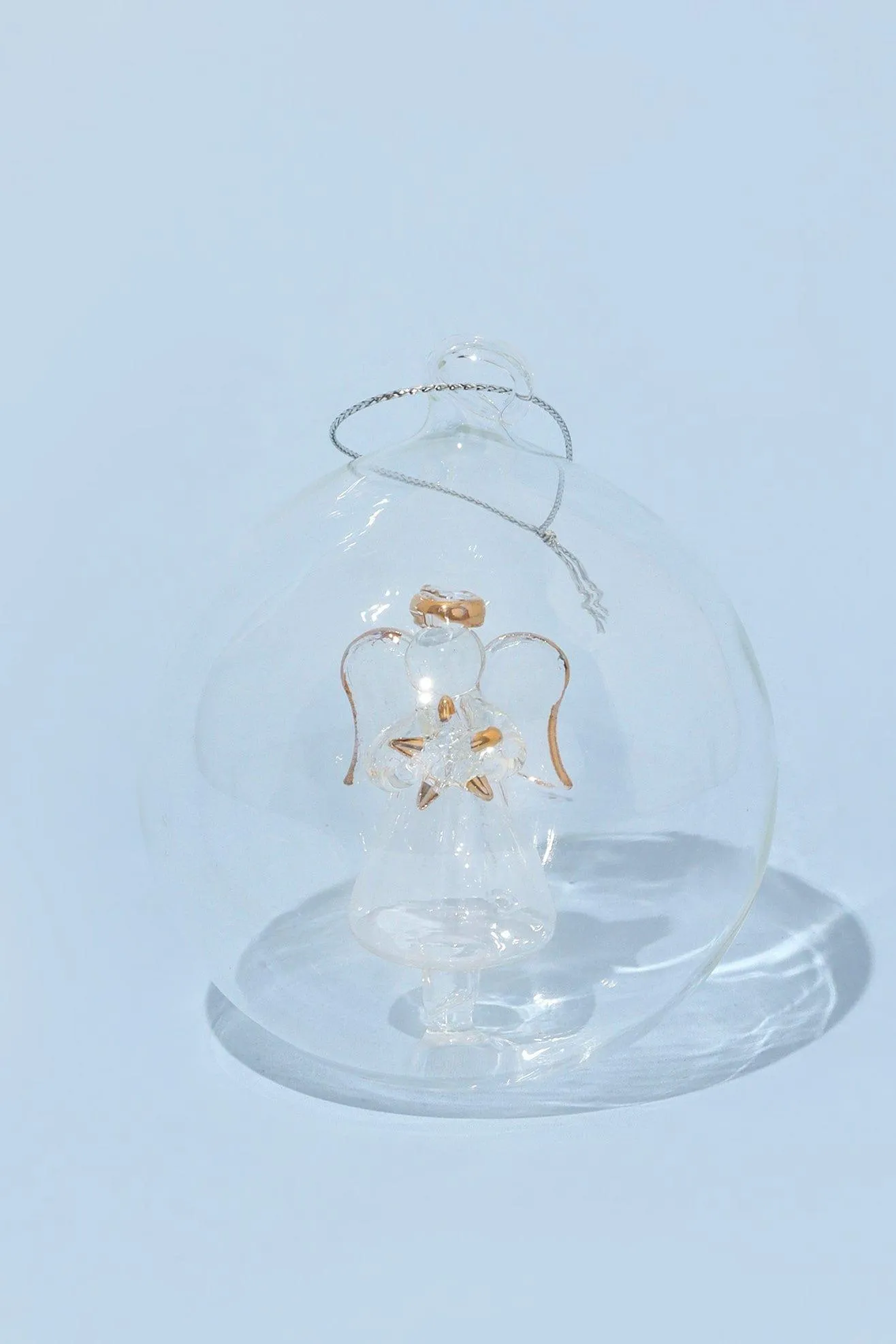 Set of 2 Glass Angel Christmas Tree Baubles