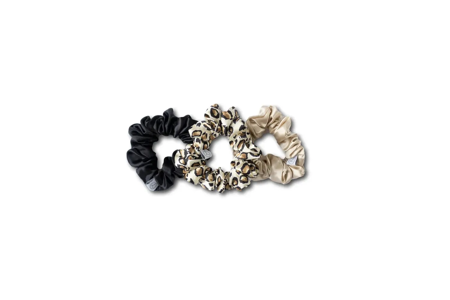 Set of 3 Mulberry Silk Classic Scrunchies in Silver Grey Leopard