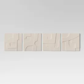 (Set of 4) 12" x 12" 3D Decorative Graphic Tiles White - Threshold