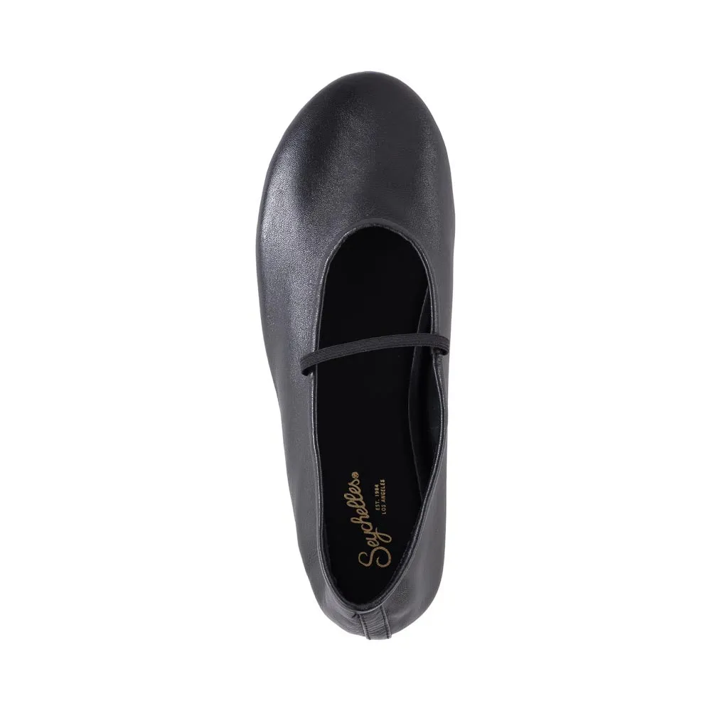 Seychelles Neon Moon Ballet Flat Travel Duo in Black Leather