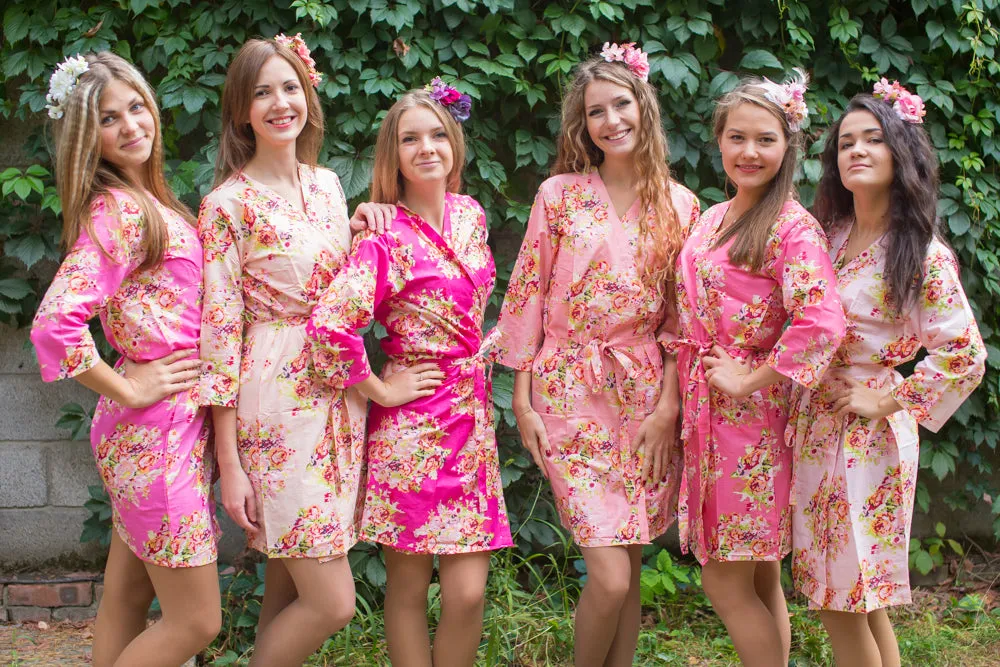 Shades of Pink Wedding Colors Bridesmaids Robes