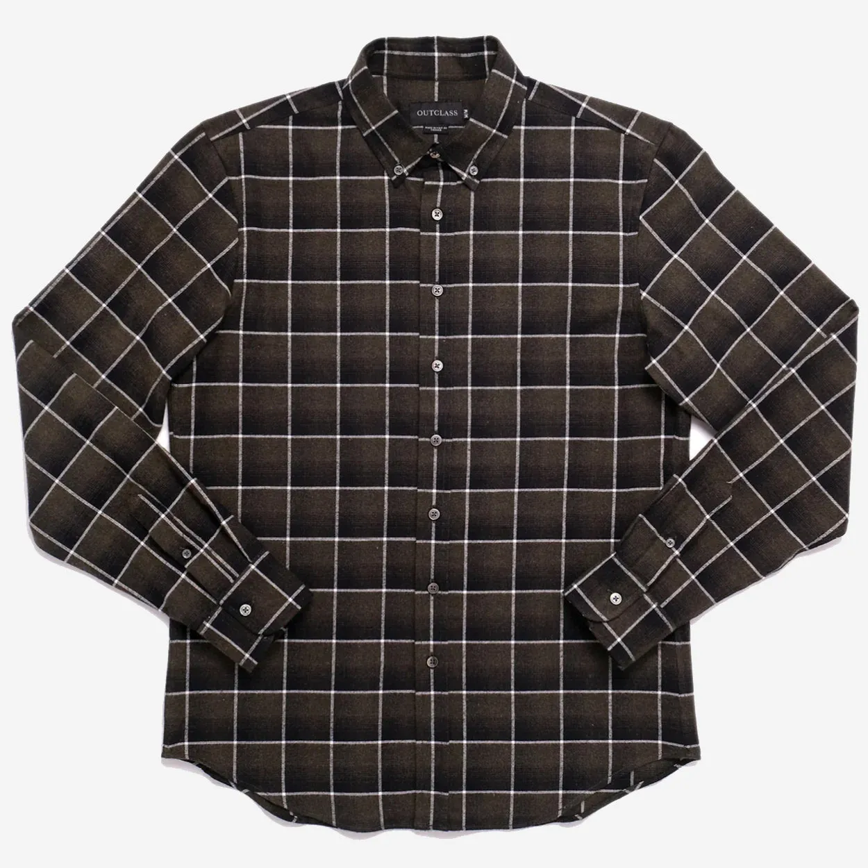 Shadow Plaid Flannel Shirt - Olive