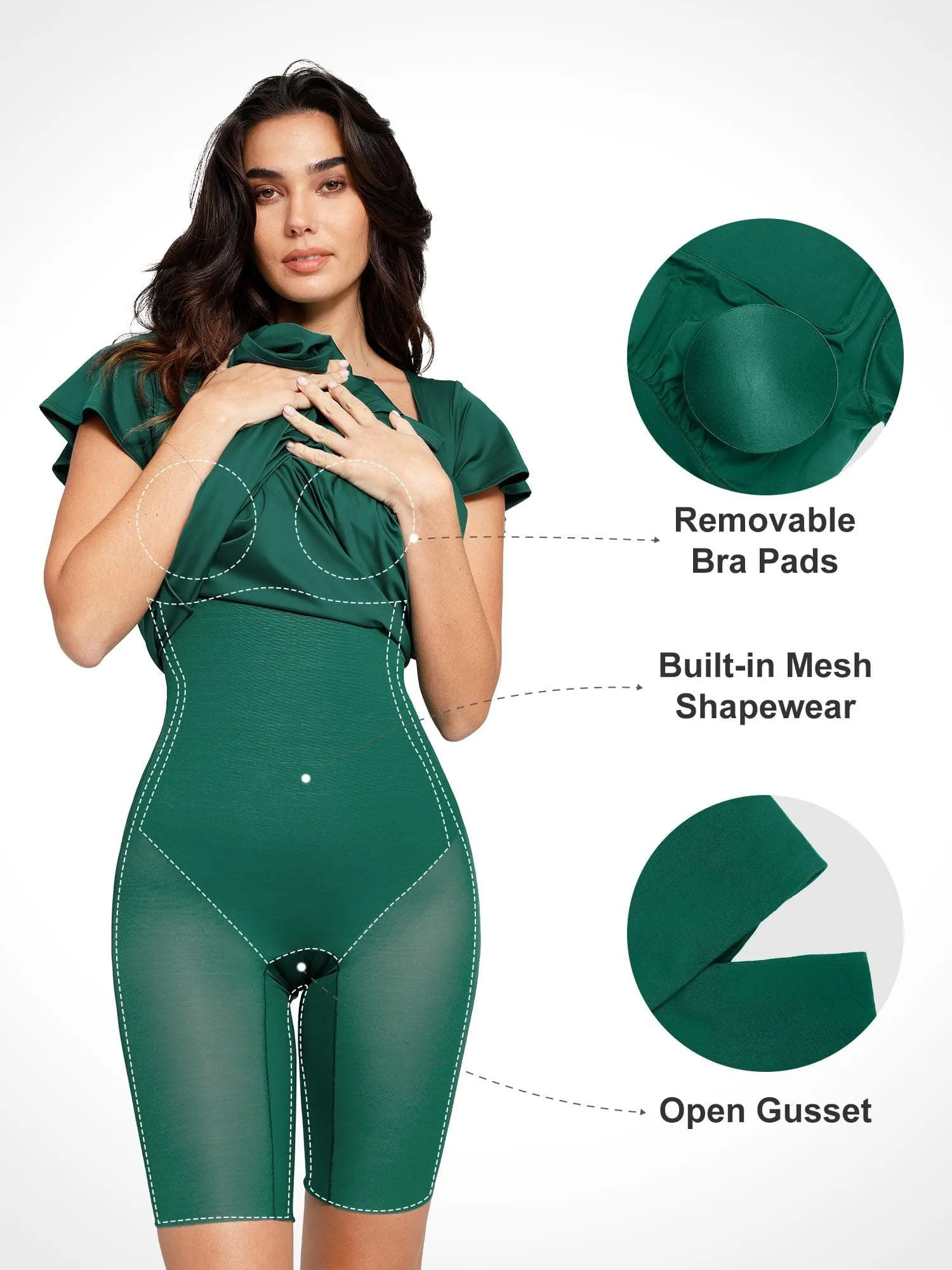 Shapewear Built-In Tummy Control A-Line Midi Dresses