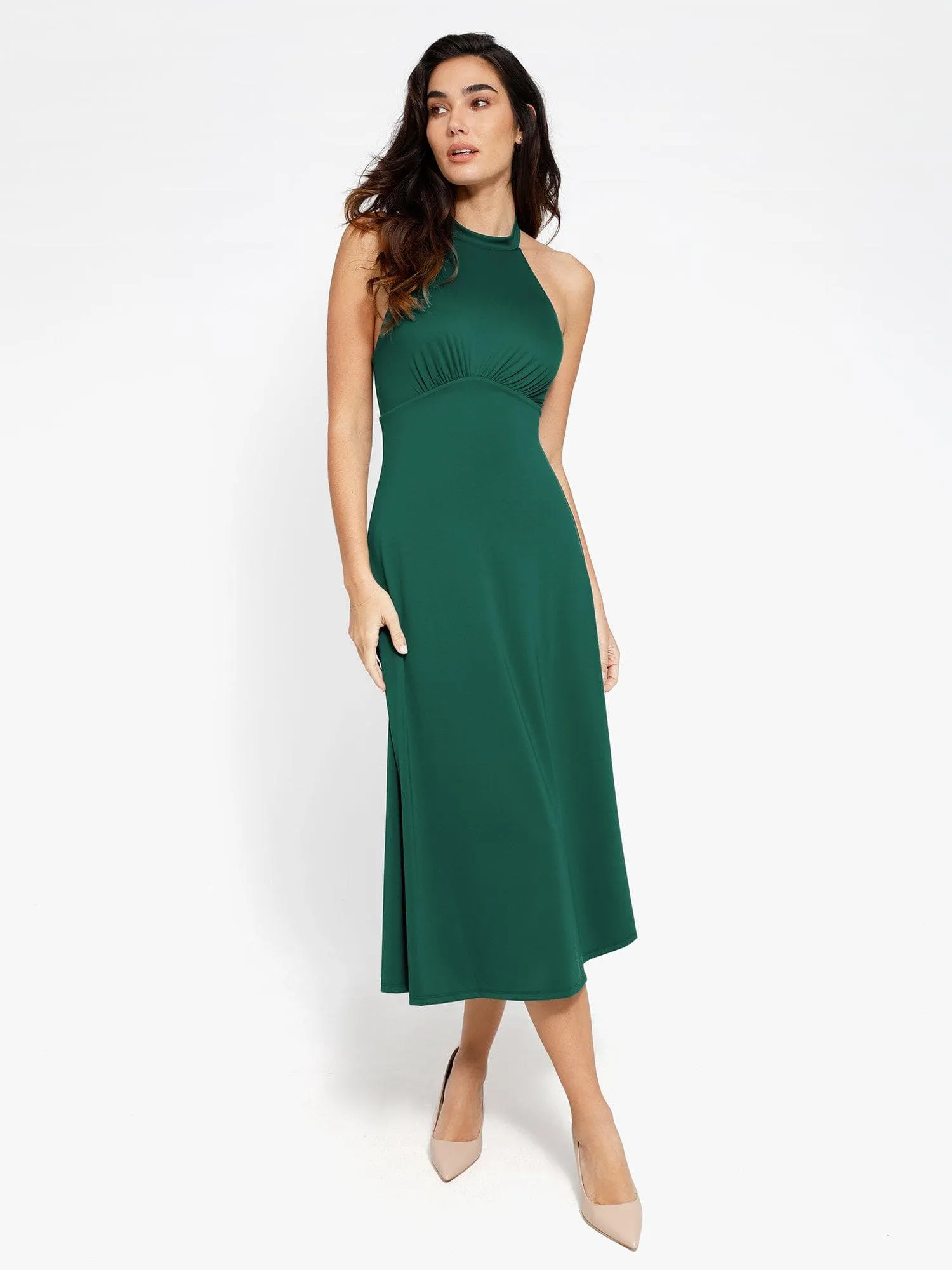 Shapewear Built-In Tummy Control A-Line Midi Dresses