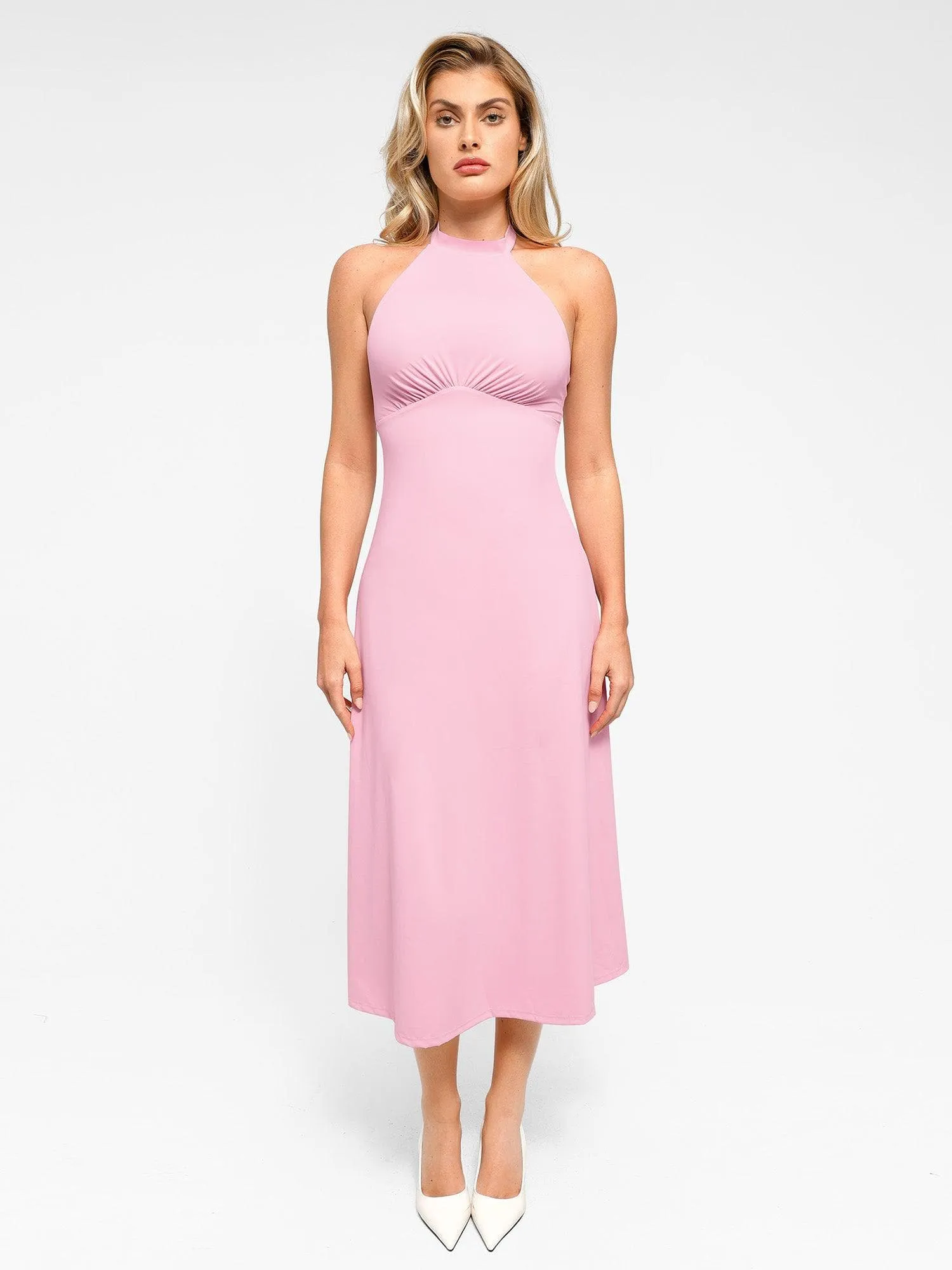 Shapewear Built-In Tummy Control A-Line Midi Dresses