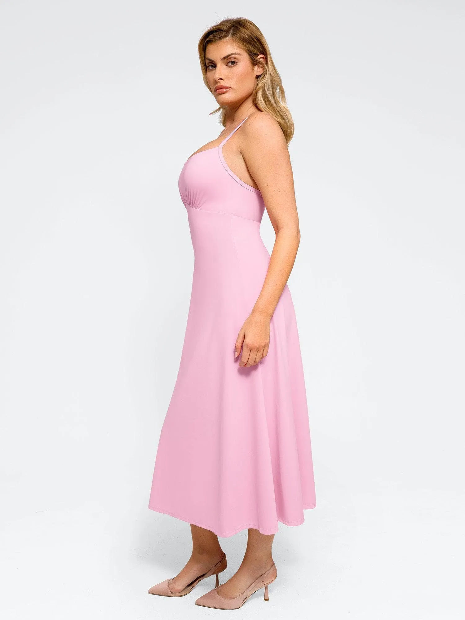 Shapewear Built-In Tummy Control A-Line Midi Dresses