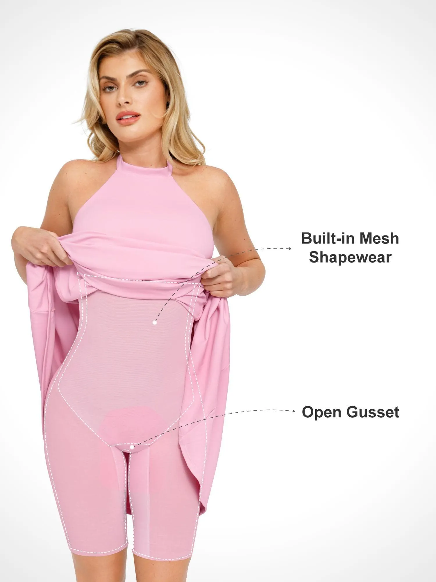 Shapewear Built-In Tummy Control A-Line Midi Dresses