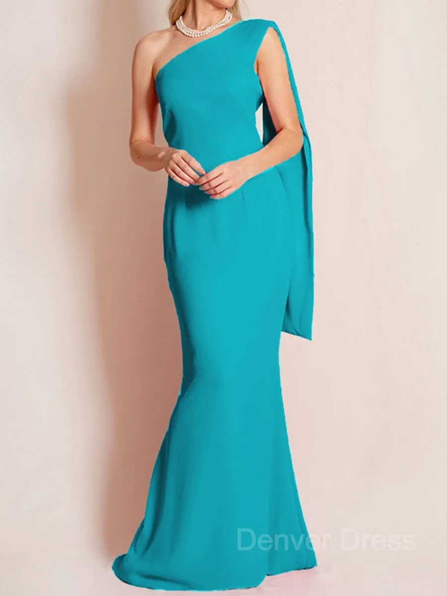 Sheath One-Shoulder Floor-Length Chiffon Mother of the Bride Dresses With Ruffles