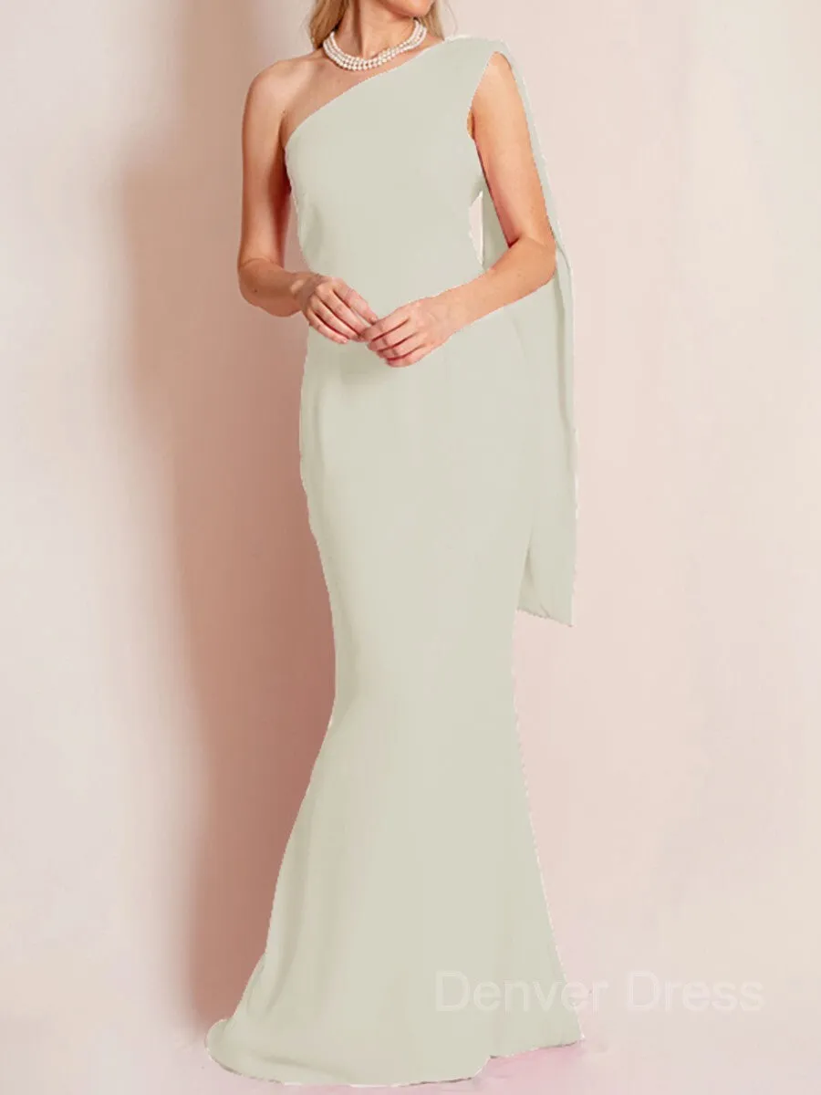 Sheath One-Shoulder Floor-Length Chiffon Mother of the Bride Dresses With Ruffles