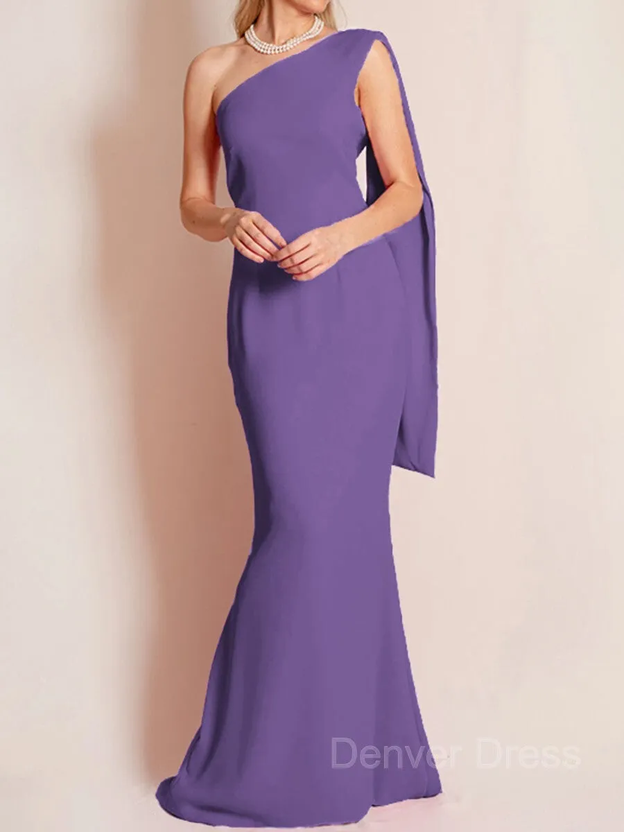 Sheath One-Shoulder Floor-Length Chiffon Mother of the Bride Dresses With Ruffles