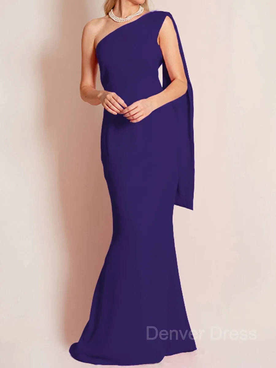 Sheath One-Shoulder Floor-Length Chiffon Mother of the Bride Dresses With Ruffles