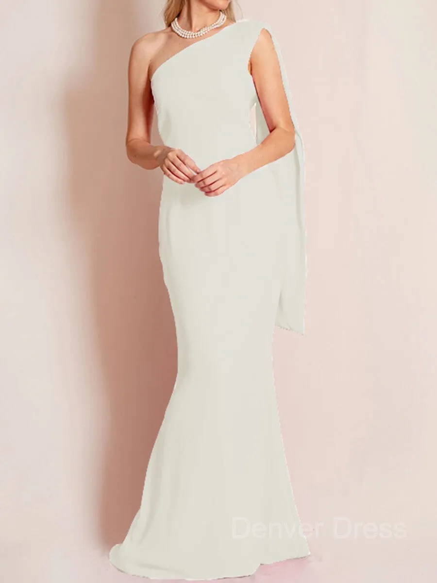 Sheath One-Shoulder Floor-Length Chiffon Mother of the Bride Dresses With Ruffles