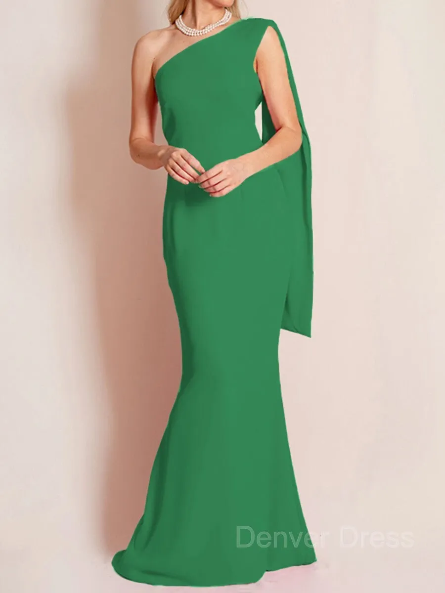 Sheath One-Shoulder Floor-Length Chiffon Mother of the Bride Dresses With Ruffles