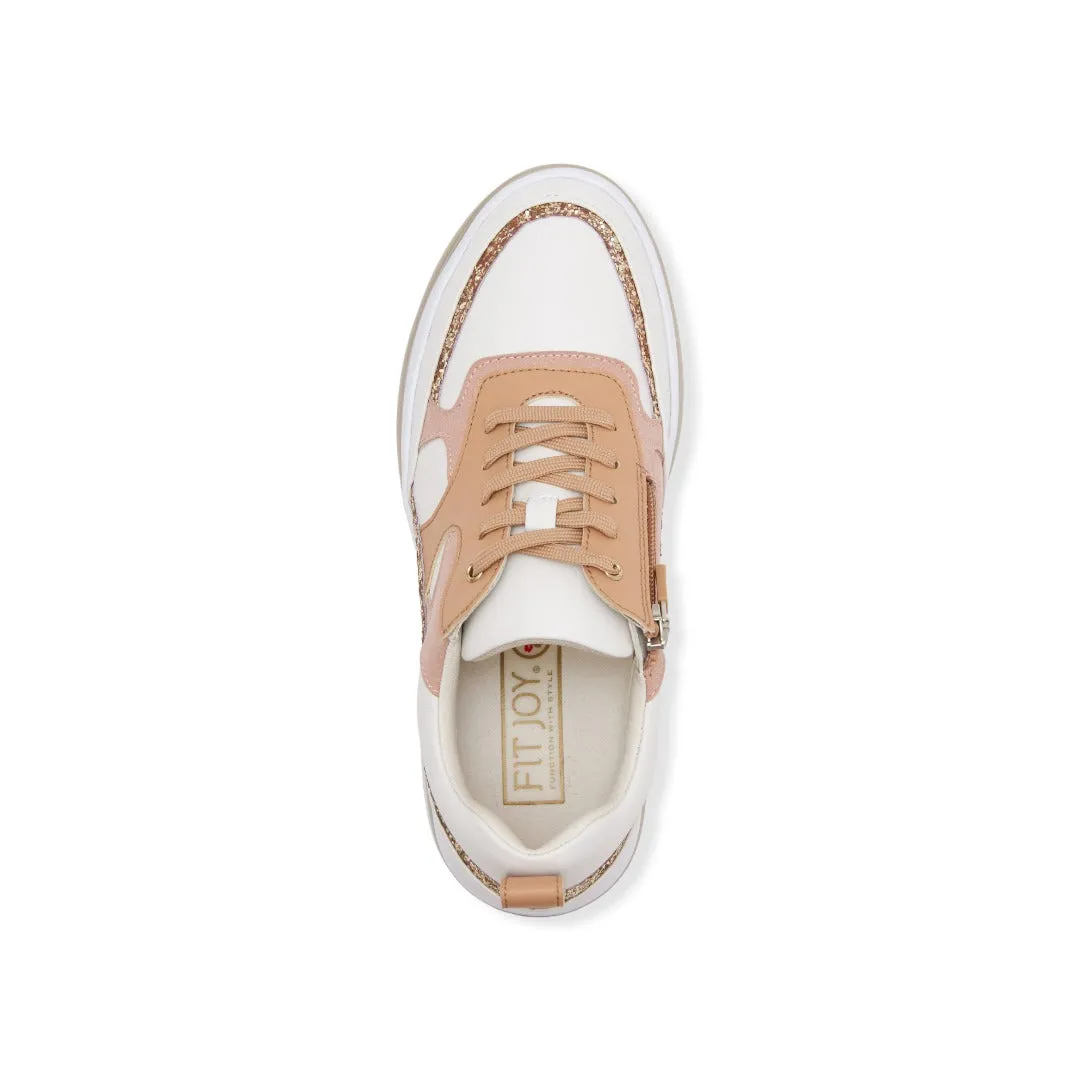 Sheepskin voluminous outsole dad sneakers with glitter and zippers  #FJ077