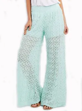 Sheer Mint Crochet Palazzo Pants