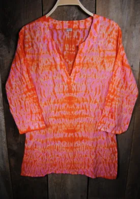 Shibori Dyed Tunic Orange and Pink