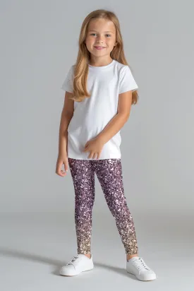 Shimmerfest Lucy Grey Glitter Print Christmas Holiday Leggings - Girls