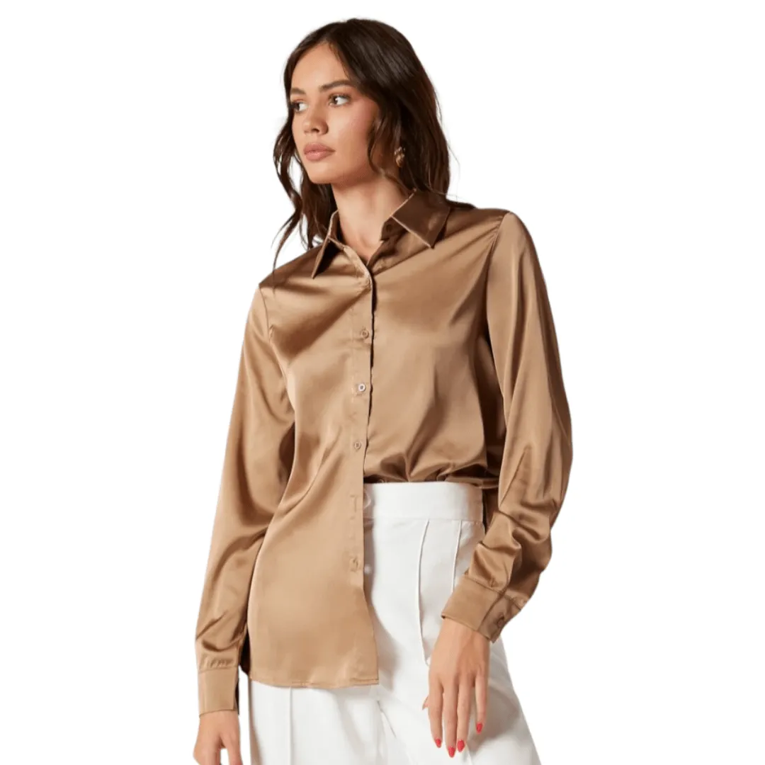 Shirt Satin - Women - Brown