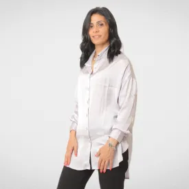 Shirt Satin - Women - Light Grey