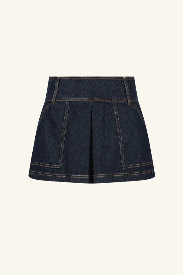 Shona Joy - Rita Pleat Mini Skirt - Deep Indigo