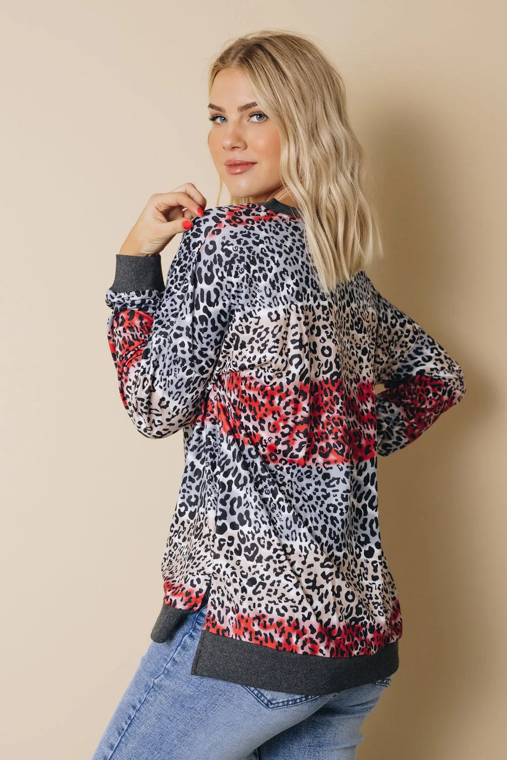 Shonda Leopard Color Block Top