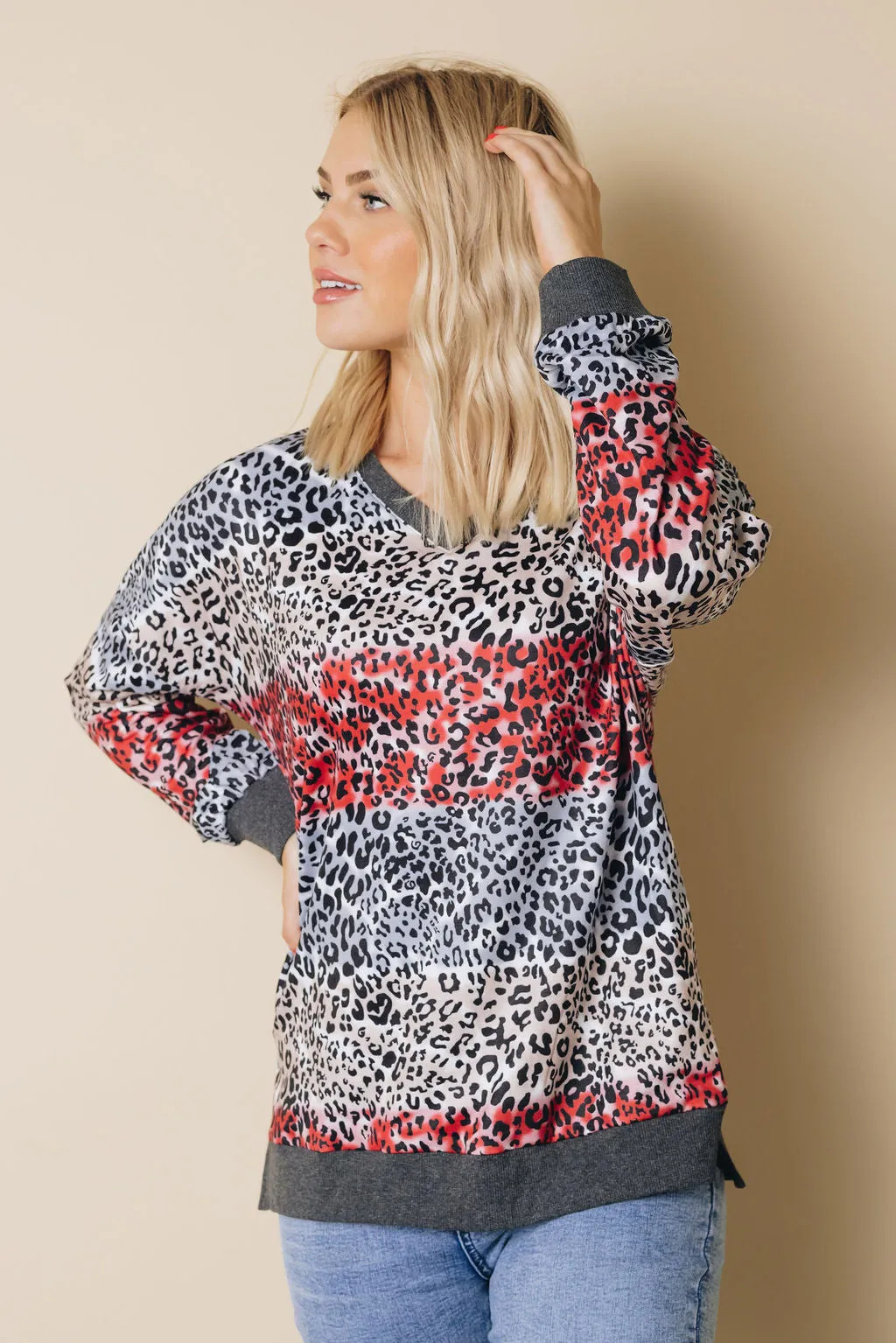 Shonda Leopard Color Block Top