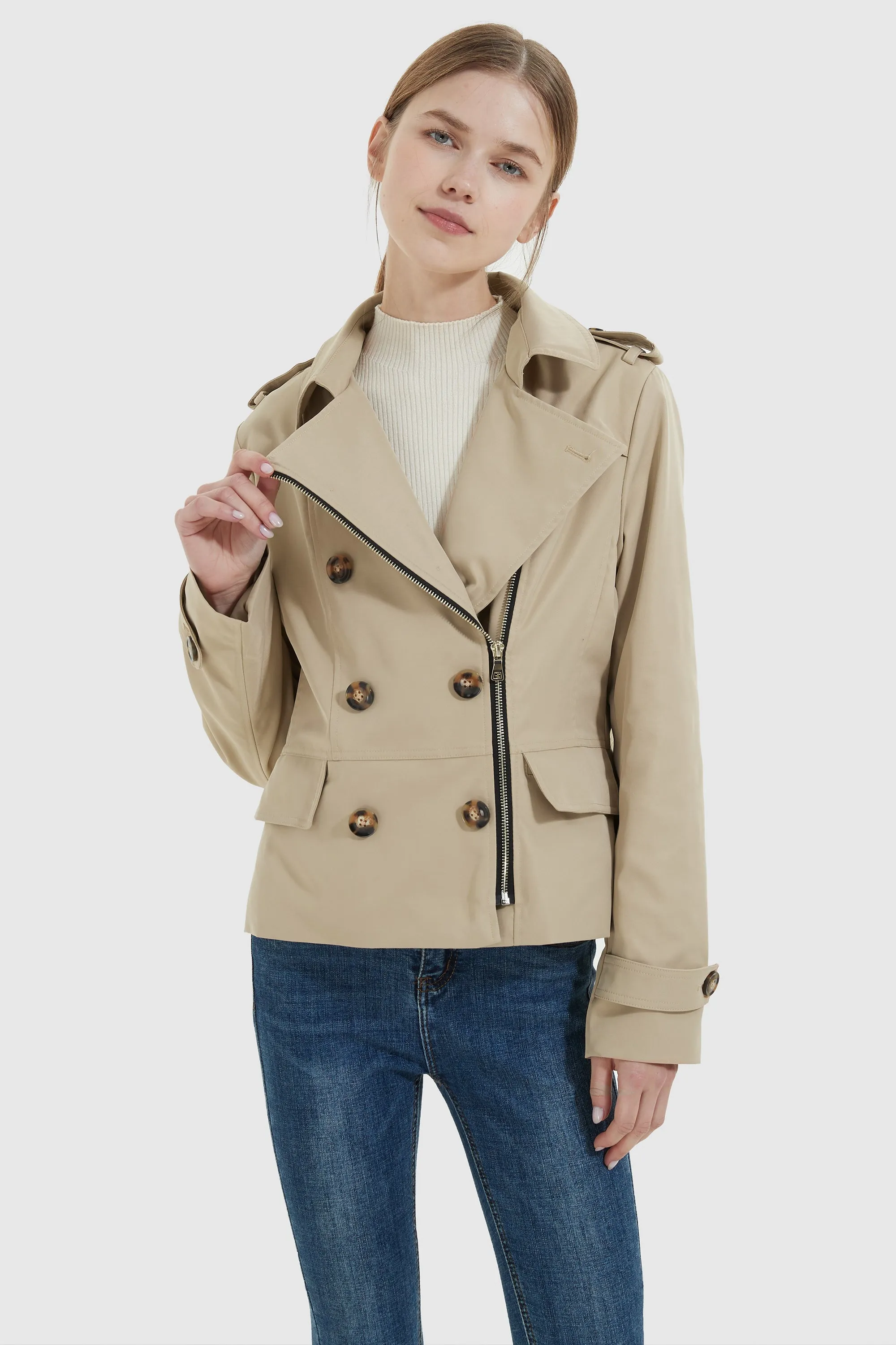 Short Double Breasted Trench Coat