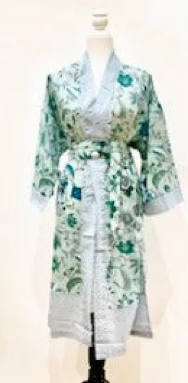 Short Floral Block Print Cotton Kimono Robe Is A Breath of Fresh Air