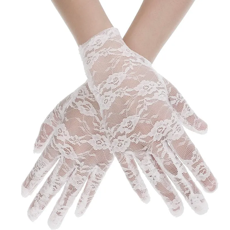 Short Lace Gloves - White