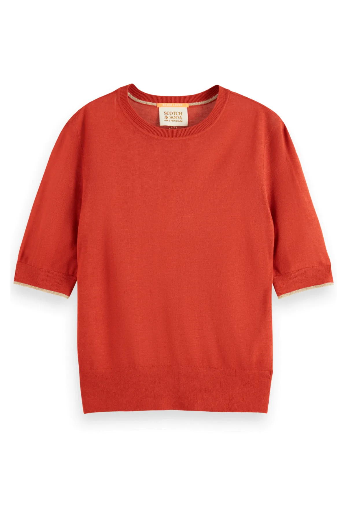 SHORT SLEEVED CREW NECK PULLOVER RUSTIC CORAL