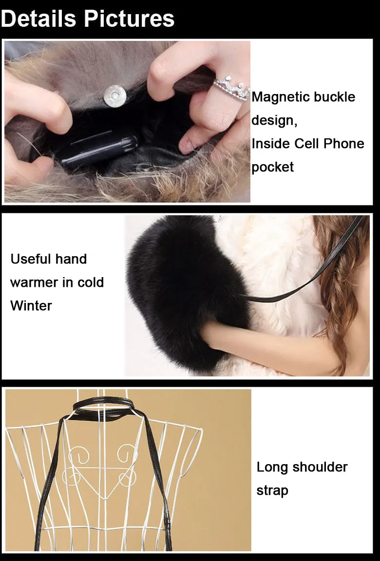 Shoulder Bag Real Fox Fur Bag Raccoon Fur Lamb Fur Handbag Totes FS14401