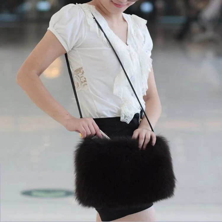 Shoulder Bag Real Fox Fur Bag Raccoon Fur Lamb Fur Handbag Totes FS14401