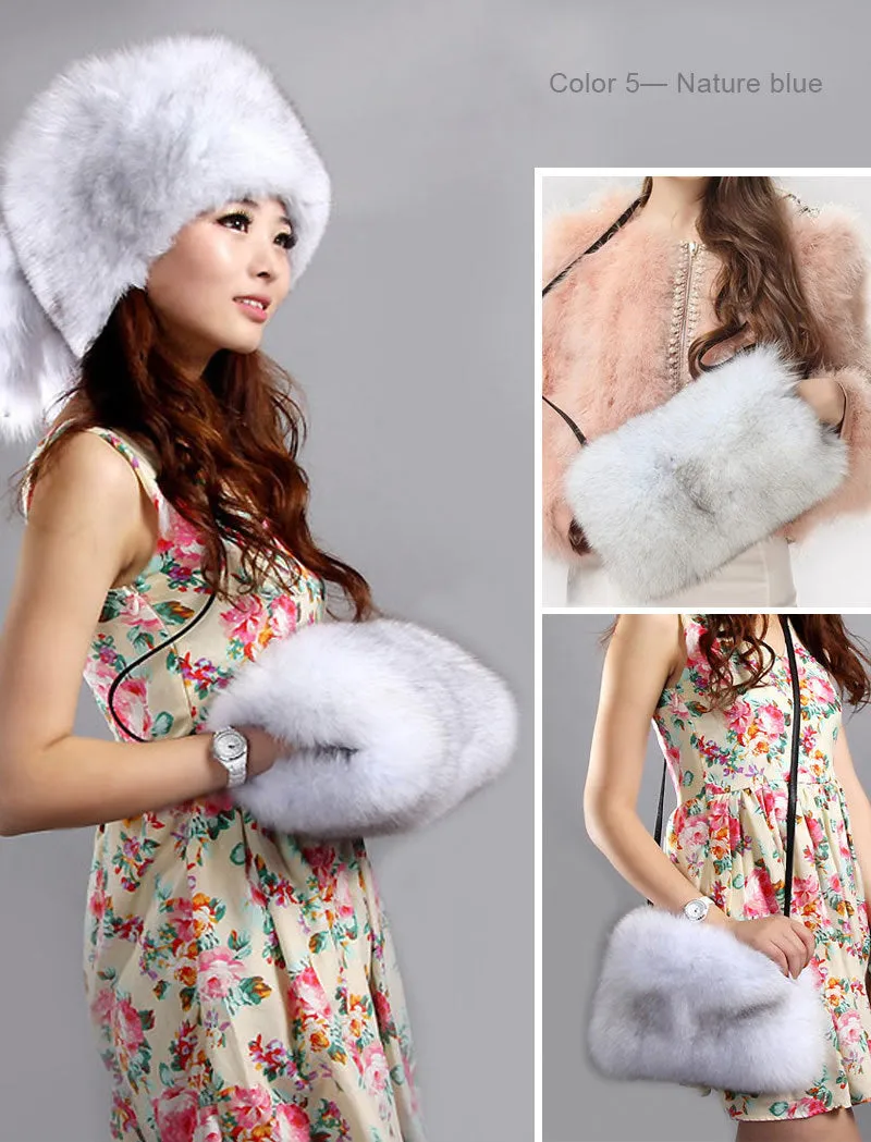 Shoulder Bag Real Fox Fur Bag Raccoon Fur Lamb Fur Handbag Totes FS14401