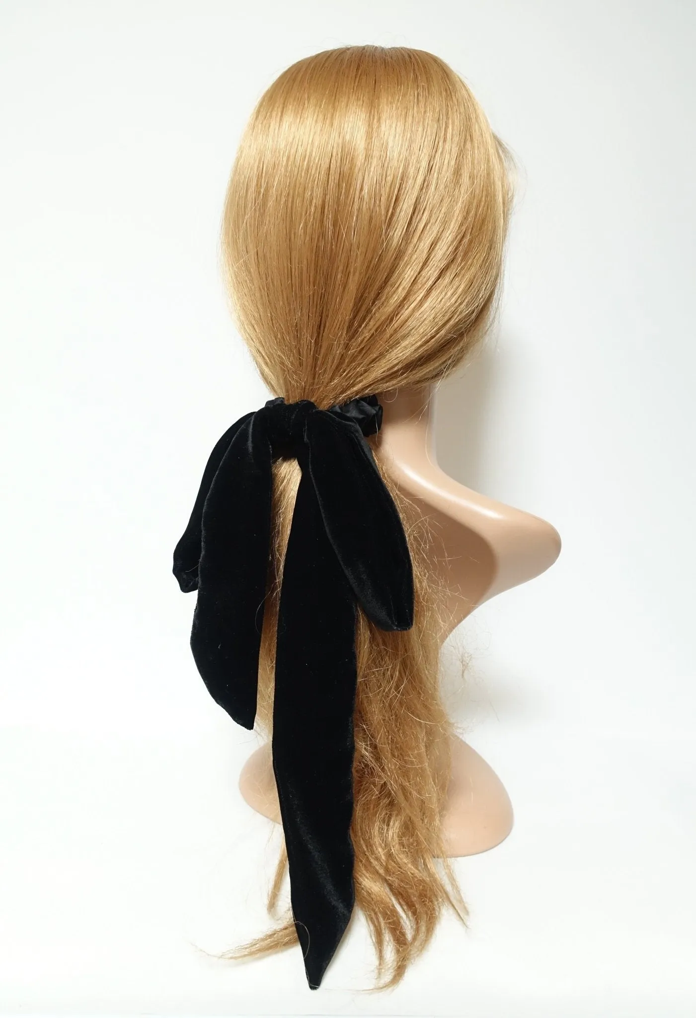 silk velvet long strap bow knot satin scrunchy luxury soft bow hair bow elastic scrunchies