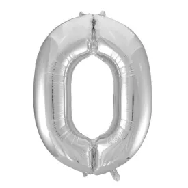 Silver 0 Large Shape Number Balloon