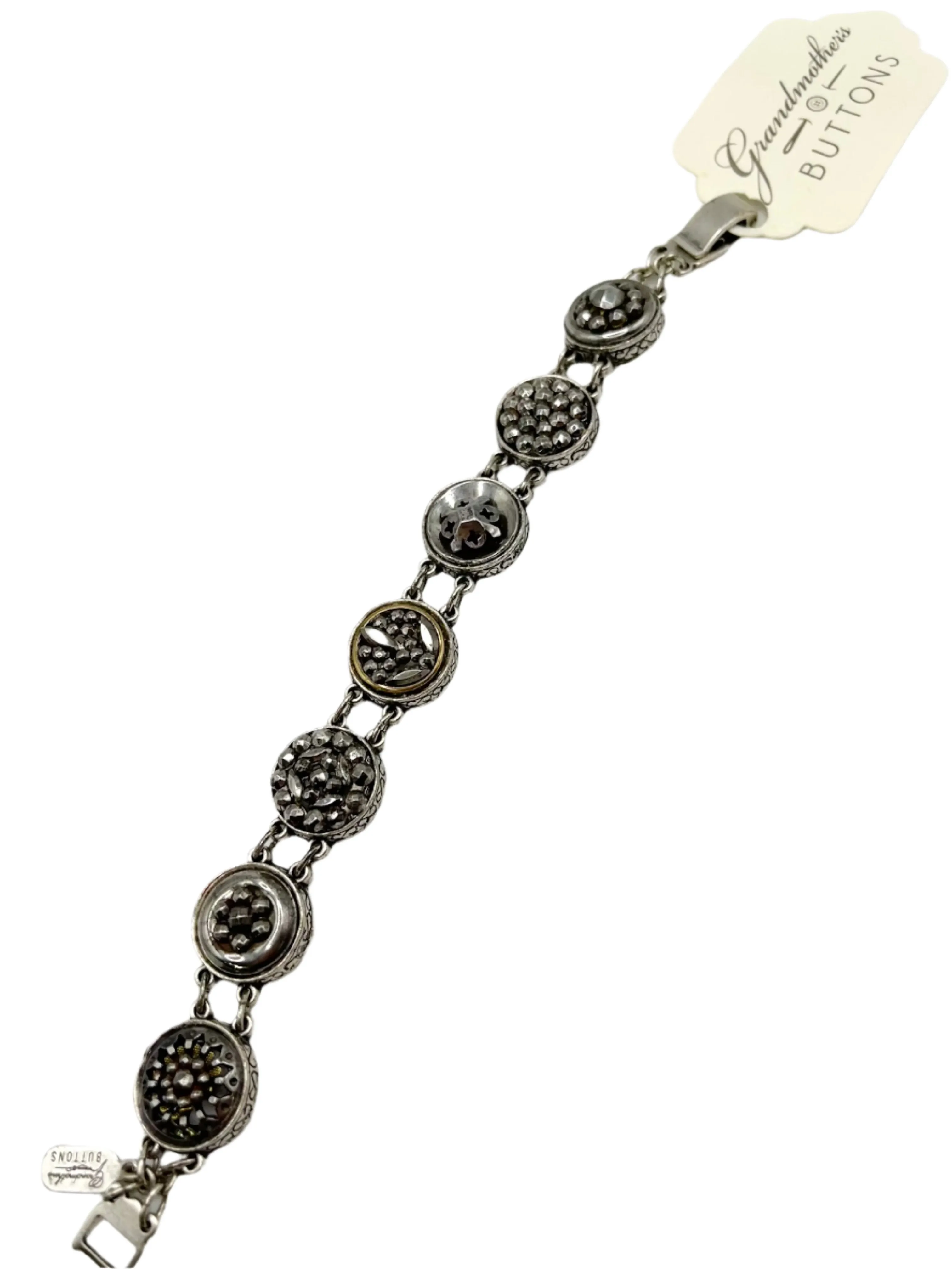 Silver Antique Button Bracelet