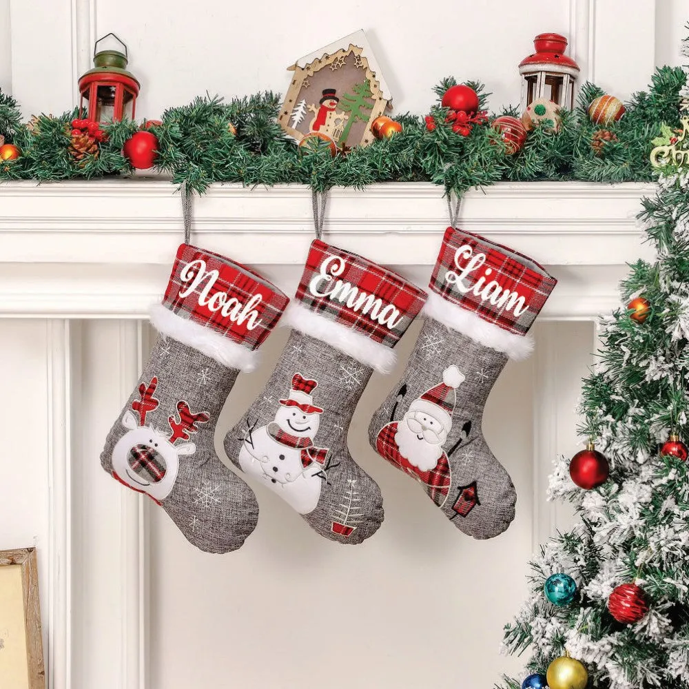 Silver Bells Stocking - Happy Santa