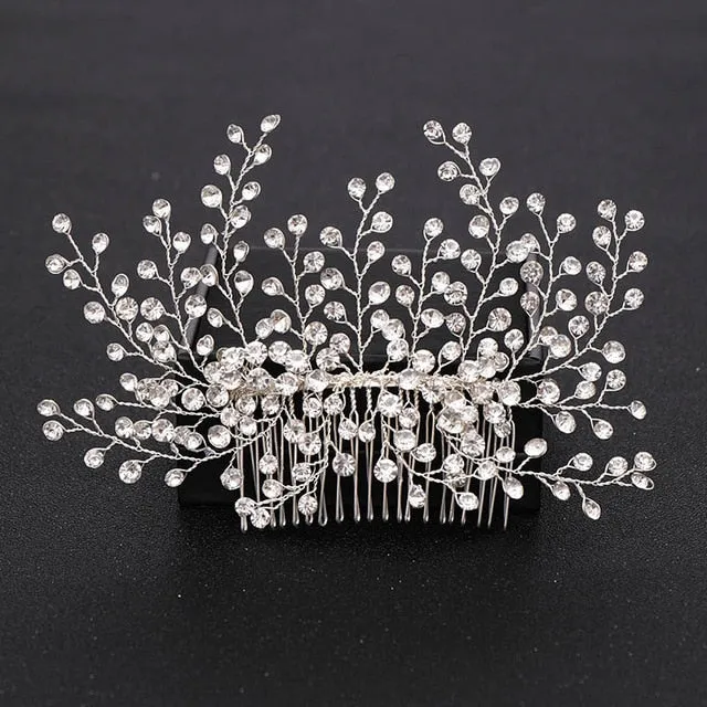 Silver Color Pearl Crystal Bridal Wedding Hair Combs