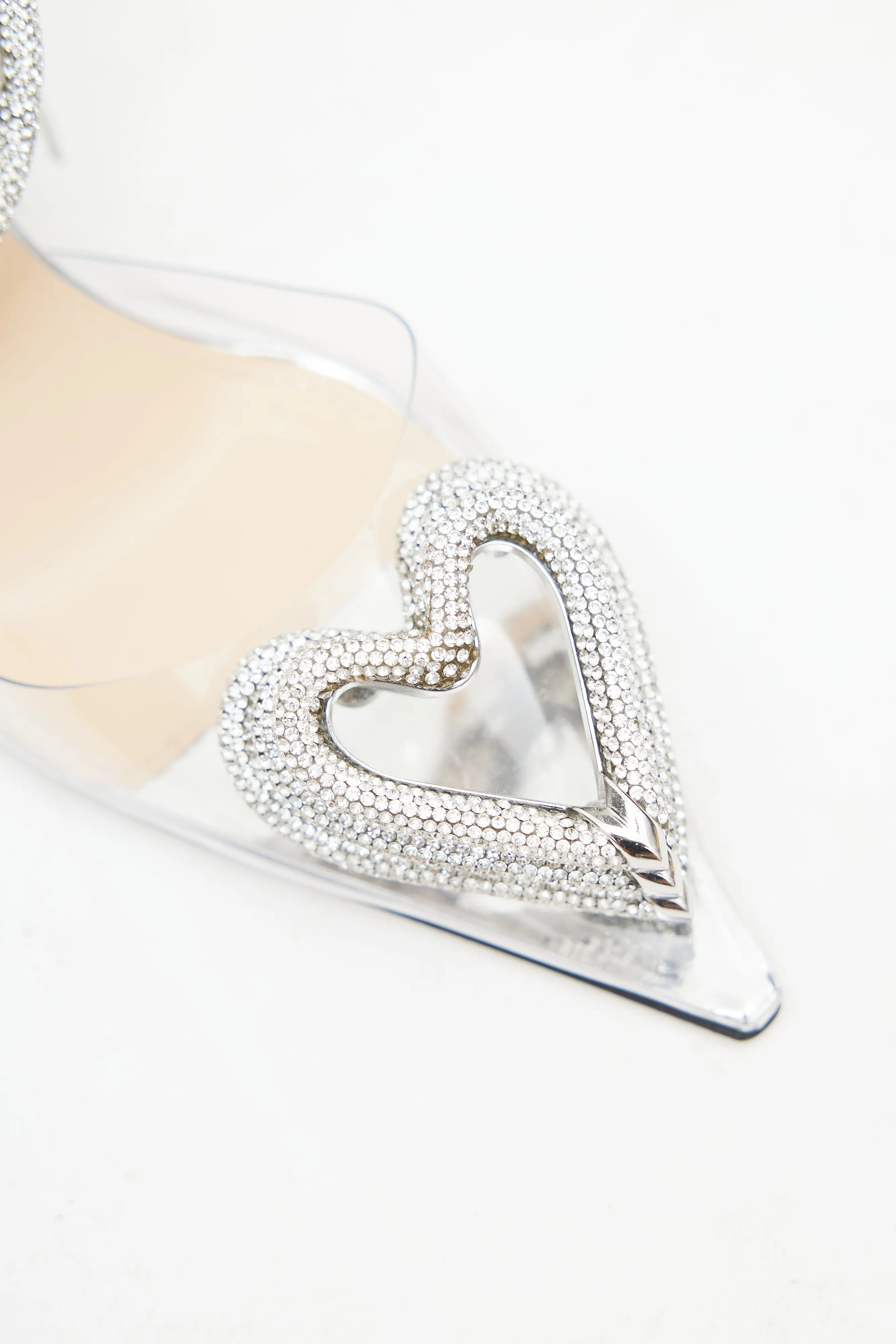 Silver Embellished Triple Heart Heel