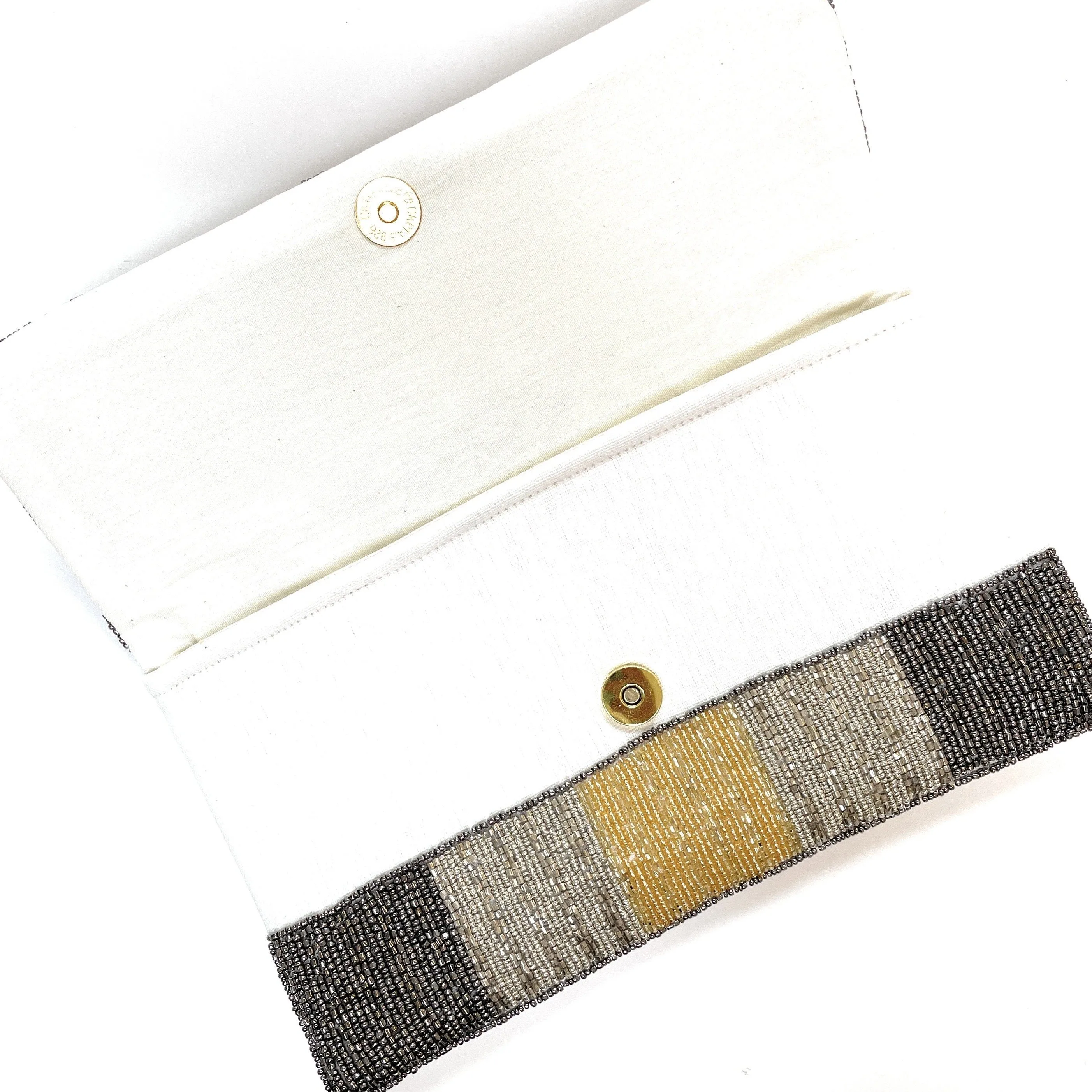 Silver Gold Beaded Clutch Purse