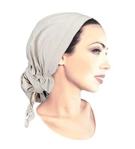 Silver Gray Pre-tied Head-scarf With Metallic Sparkle Finish! Soft Cotton Boho Chic ShariRose (Silver gray long - 340)