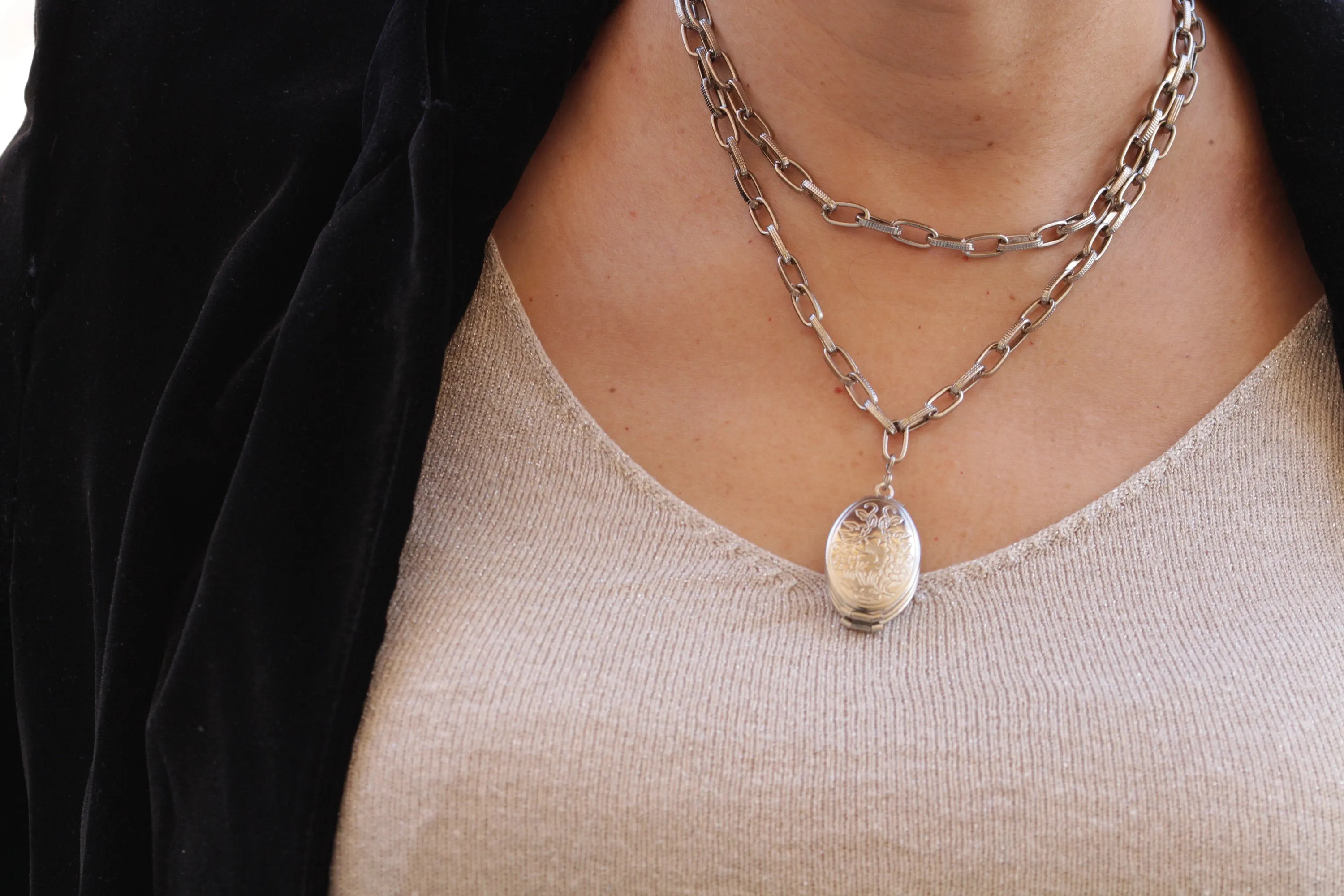 SILVER Locket Necklace