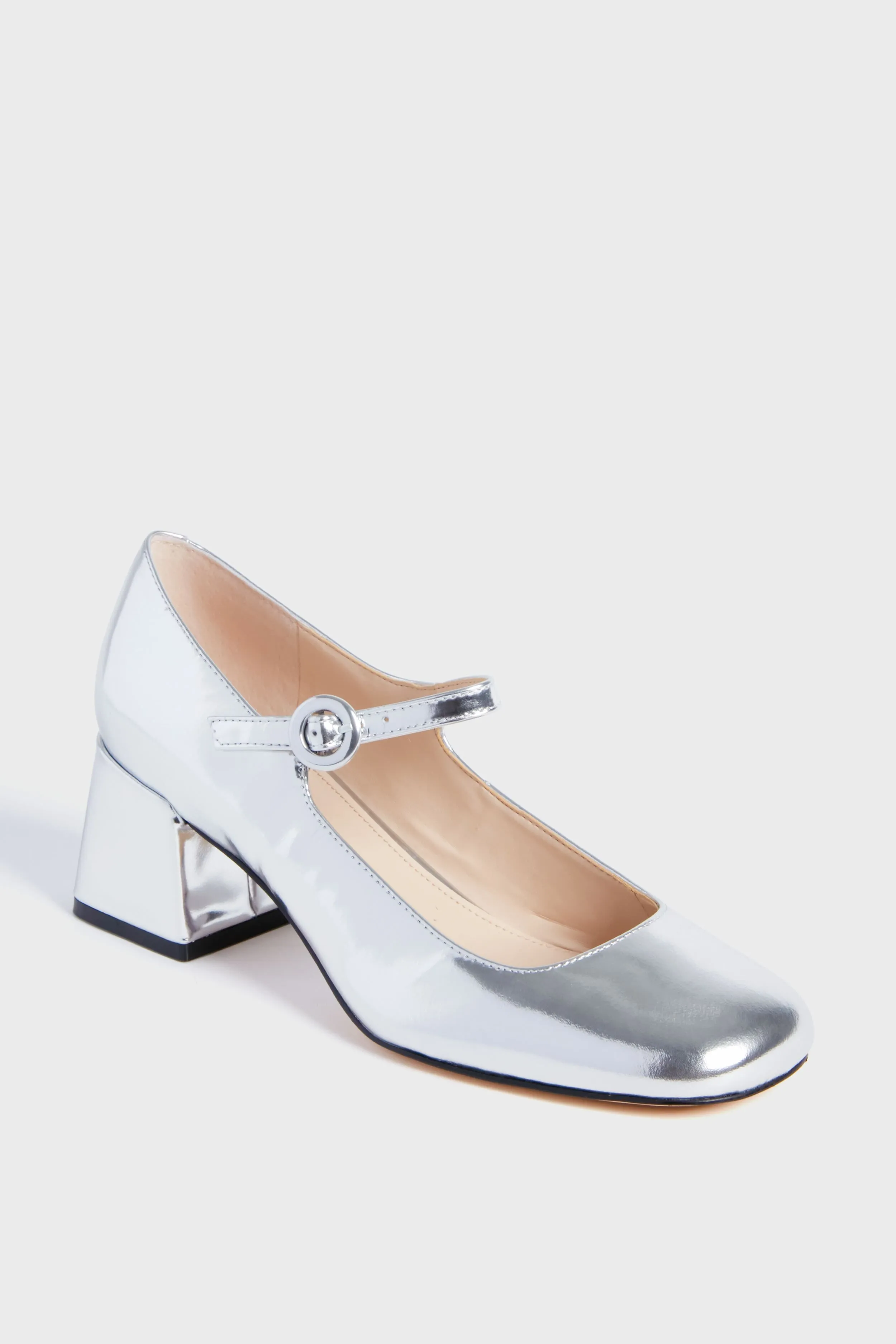 Silver Nessily Mary Jane Heels