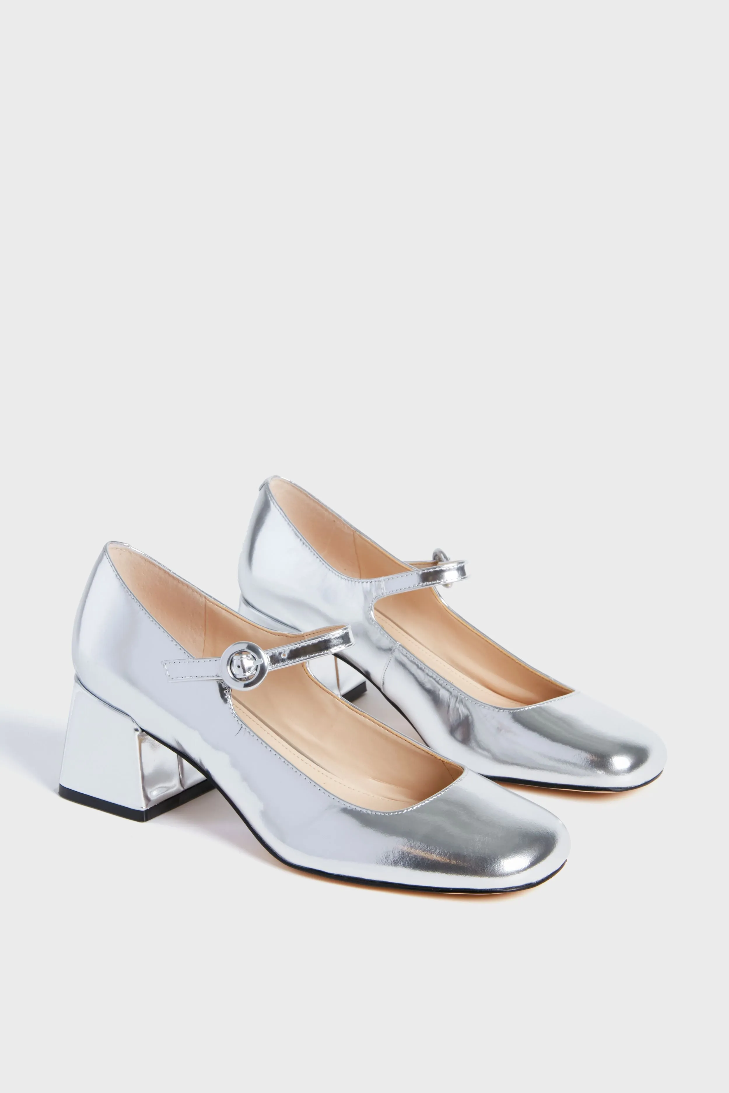 Silver Nessily Mary Jane Heels