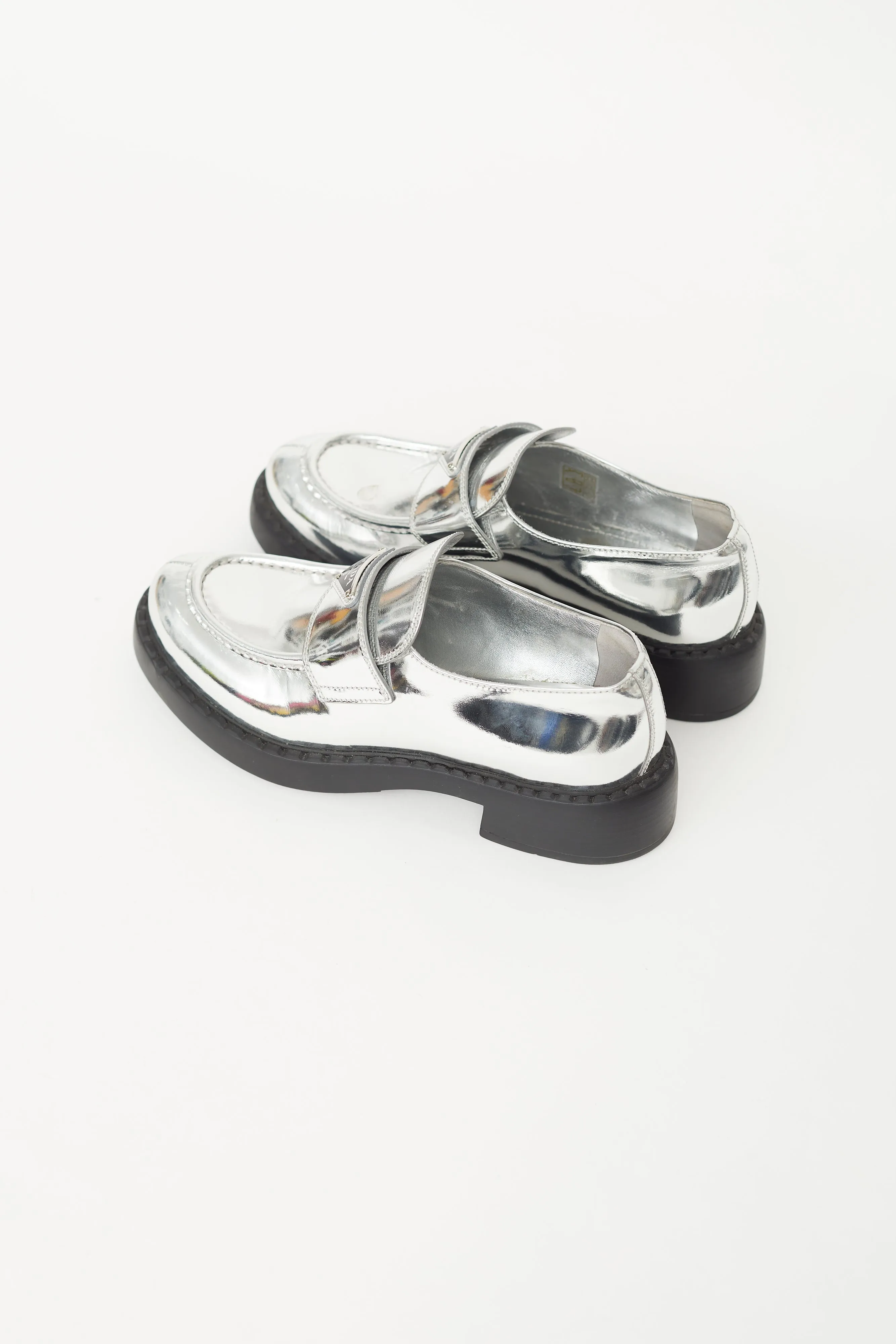 Silver Patent Leather Logo Loafer